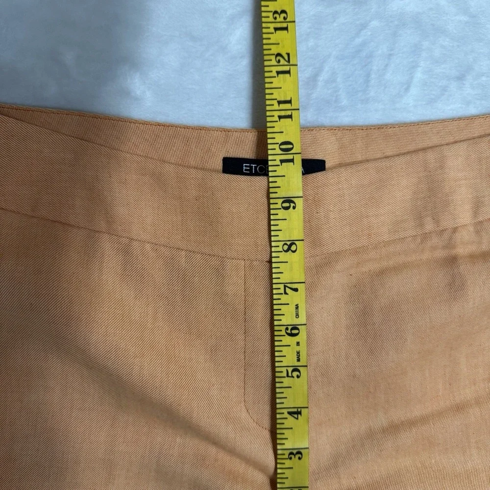 Etcetera Orange Linen Blend Trousers Size 6 Mid Rise Bootcut Dress Pant Tropical